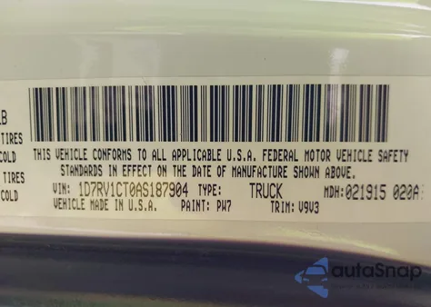 2010 Dodge Ram 1500 St z USA, uszkodzony, nr VIN 1D7RV1CT0AS187904